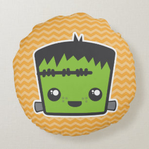 Kawaii Jack o lantern Pumpkin Round Pillow Rund Kudde