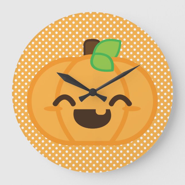Kawaii Jack o lantern Pumpkin Wall Clock Stor Klocka (Framsida)