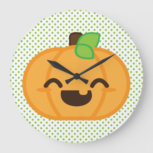 Kawaii Jack o lantern Pumpkin Wall Clock Stor Klocka (Framsida)