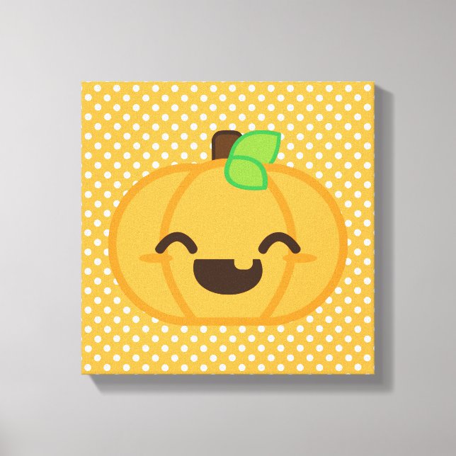 Kawaii Jack o lantern Pumpkin Wrapped Canvas (Framsida)