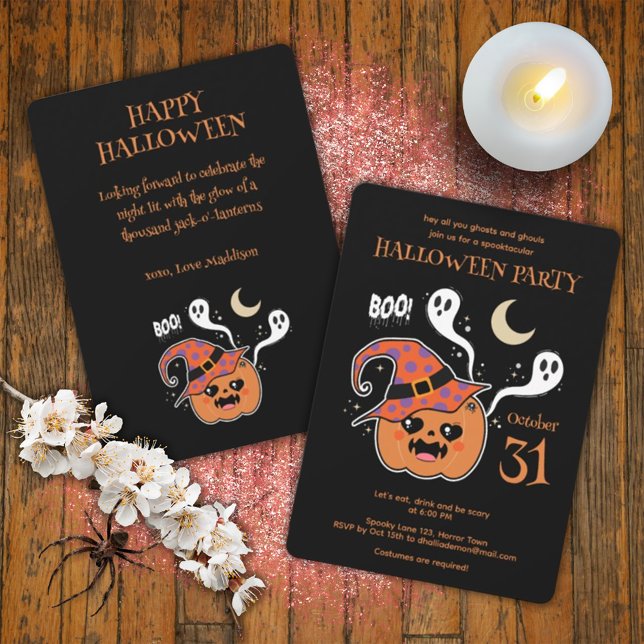 Kawaii Jack O'Lantern Creepy Cute Inbjudningar (Skapare uppladdad)