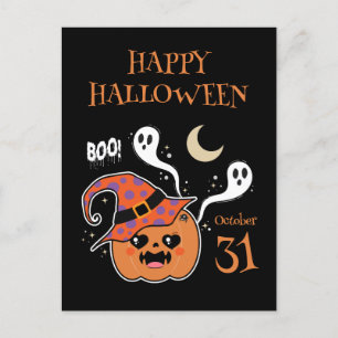 Kawaii Jack O'Lantern Creepy Cute Vykort