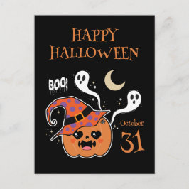Kawaii Jack O'Lantern Creepy Cute Vykort
