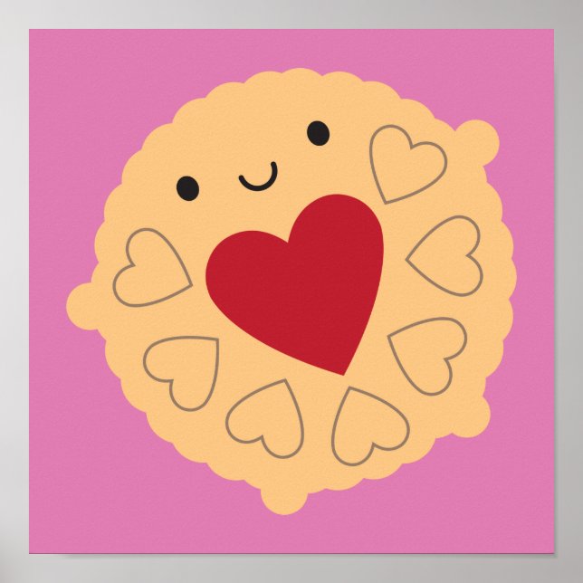 Kawaii Jammie Dodger Biscuit Poster (Framsidan)