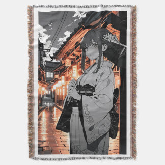 KAWAII Japanese Girl throw blanket Filt