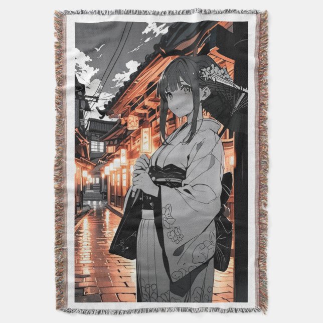KAWAII Japanese Girl throw blanket Filt (Framsidan Vertikal)