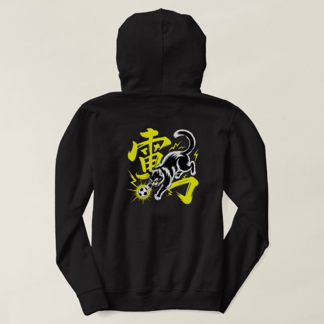 Kawaii Japanese Soccer Cat Anime Gift for Athletes Hoodie (Design baksida)