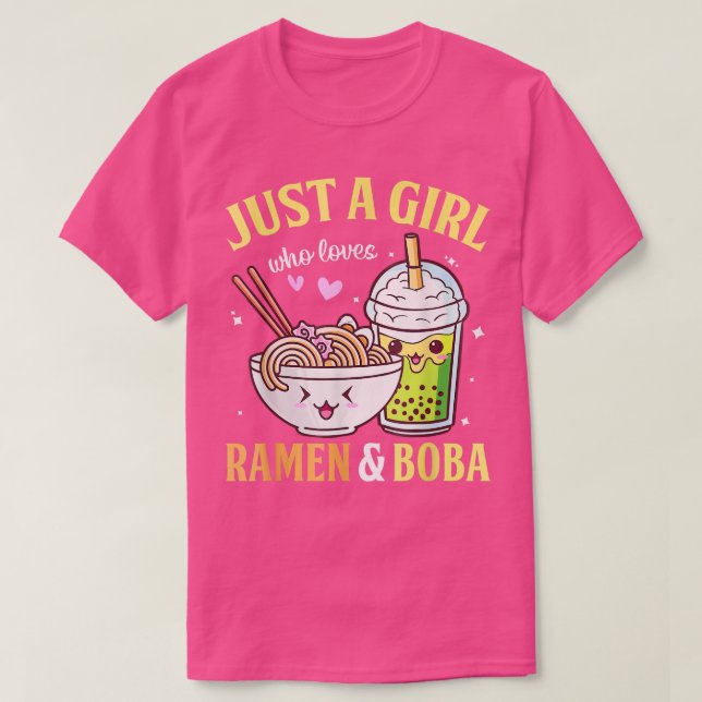 Kawaii Japansk Anime Just Girl Kärlek Ramen Boba B T Shirt (Design framsida)