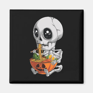 Kawaii Japansk Anime Skeleton Halloween Ramen Foo Magnet