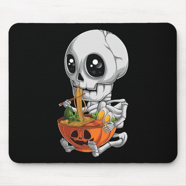 Kawaii Japansk Anime Skeleton Halloween Ramen Foo Musmatta (Framsidan)