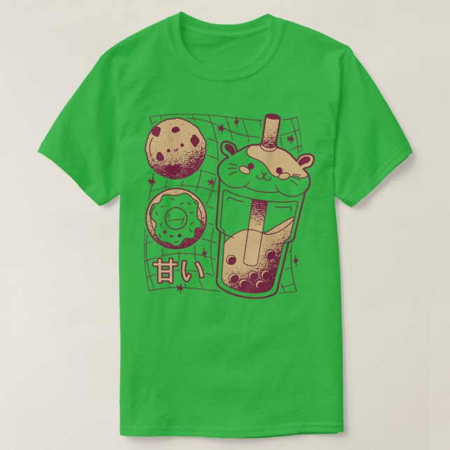 Kawaii Japansk Boba Tea Guinea Gris Donut Cookie G T Shirt (Design framsida)