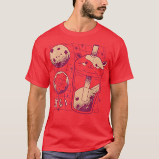 Kawaii Japansk Boba Tea Guinea Gris Donut Cookie G T Shirt