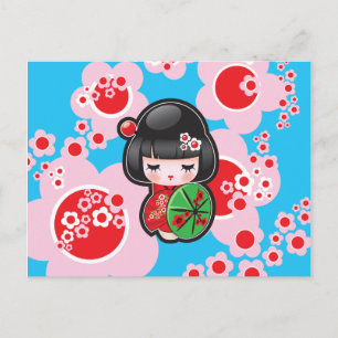Kawaii Japansk Doll Vykort