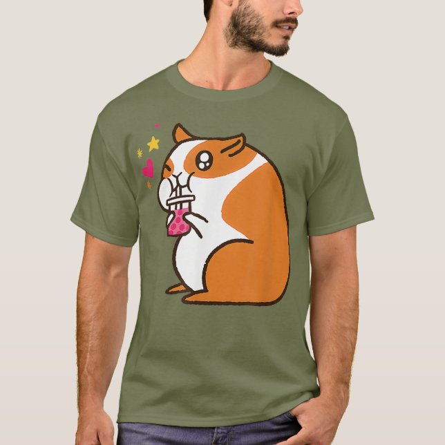 Kawaii Japansk Hamster Bubble Tea T Shirt (Framsida)
