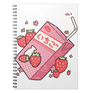 Kawaii japansk jordgubbsjuicebox anteckningsbok