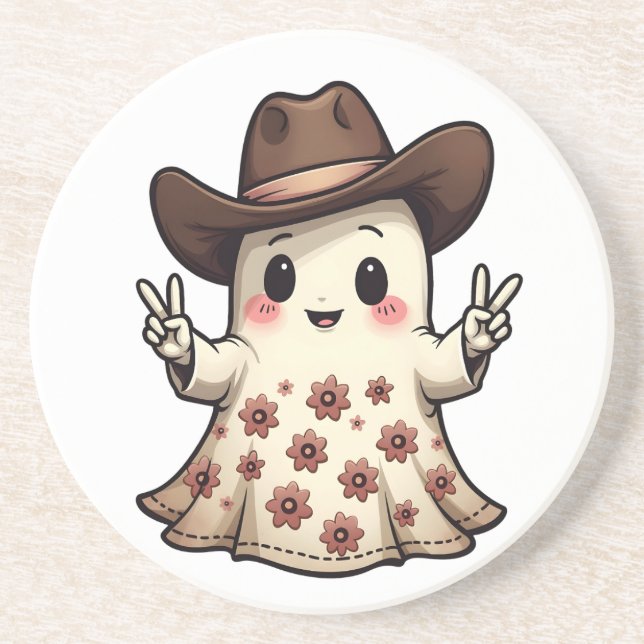 Kawaii Japansk Pastel CowboyGhost Halloween Underlägg (Framsidan)