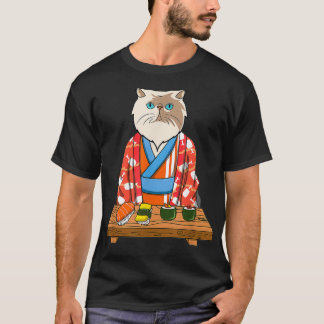 Kawaii Japansk persian Kat Kimono Sushi T Shirt