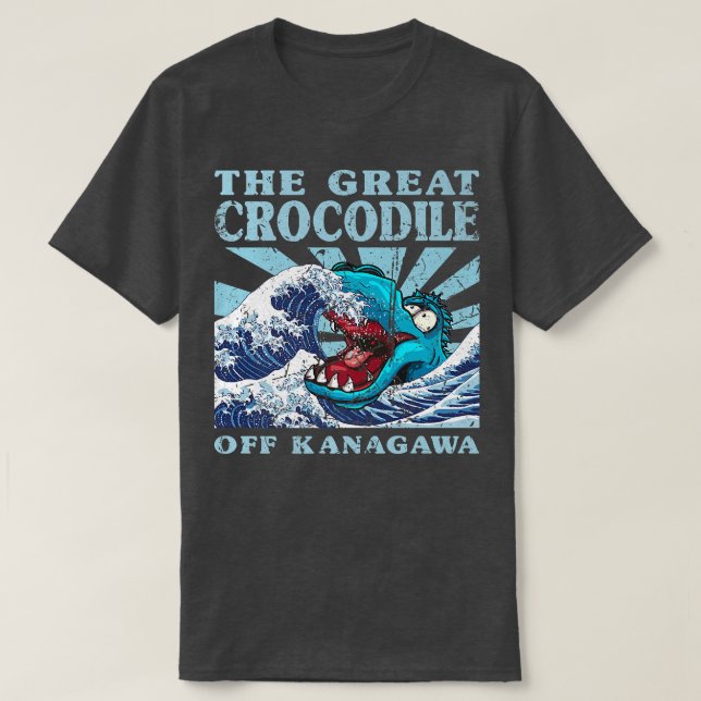 Kawaii Japansk Underbar Wave Underbar Crocodile Cu T Shirt (Design framsida)