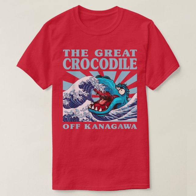 Kawaii Japansk Underbar Wave Underbar Crocodile Cu T Shirt (Design framsida)