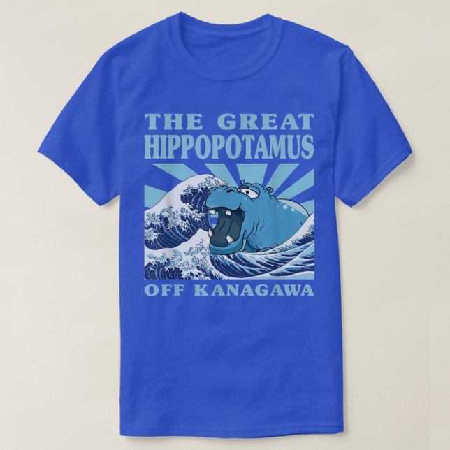 Kawaii Japansk Underbar Wave Underbar Hippo Cute J T Shirt (Design framsida)