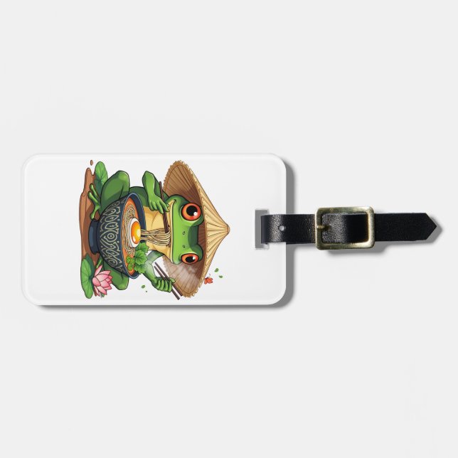 Kawaii Japanska Aesthetic Frog Noodles Bagagebricka (Horisontell Framsida)