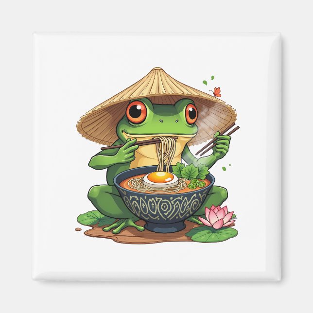 Kawaii Japanska Aesthetic Frog Noodles Magnet (Framsidan)