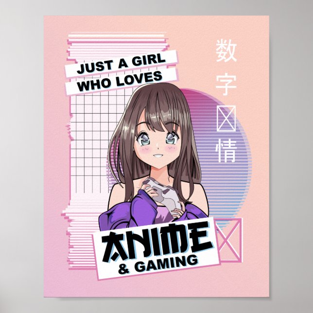 Kawaii Japanska Anime & Gaming -Vaporwave Anime Poster (Framsidan)
