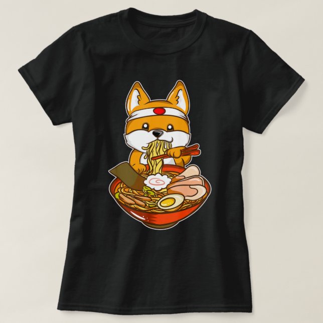 Kawaii Japanska Anime Shiba Inu Ramen.png T Shirt (Design framsida)
