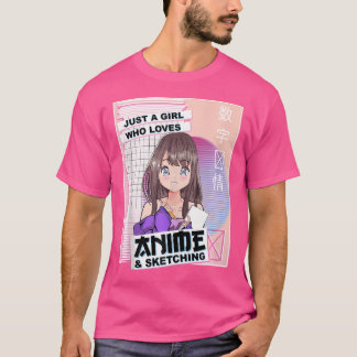 Kawaii Japanska Anime Sketching -Vaporwave Anime T Shirt