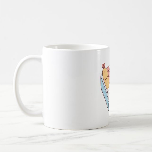 Kawaii Japanska Bento Box Tempura Prawn Kaffemugg (Vänster)
