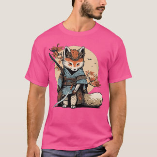 Kawaii Japanska Samurai Fox Anime T Shirt