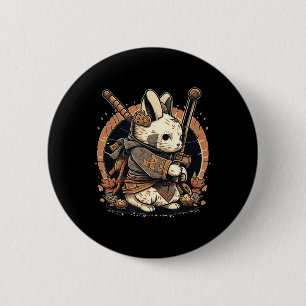 Kawaii Japanska Stil Samurai Bunny Anime Knapp