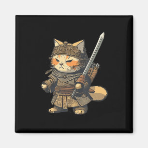 Kawaii Japanska Stil Samurai Cat Anime Magnet
