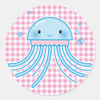 Kawaii jellyfish runt klistermärke