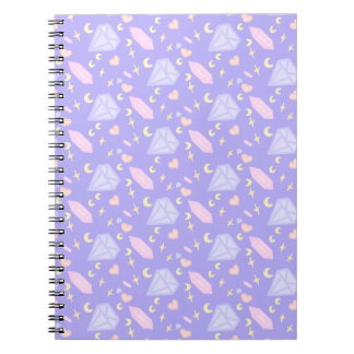 Kawaii Jewels Crystals Måne Stars Hearts Pastel Anteckningsbok