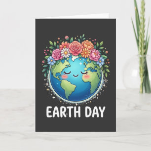 Kawaii jordälskare blomster jordens dag blommig bl kort