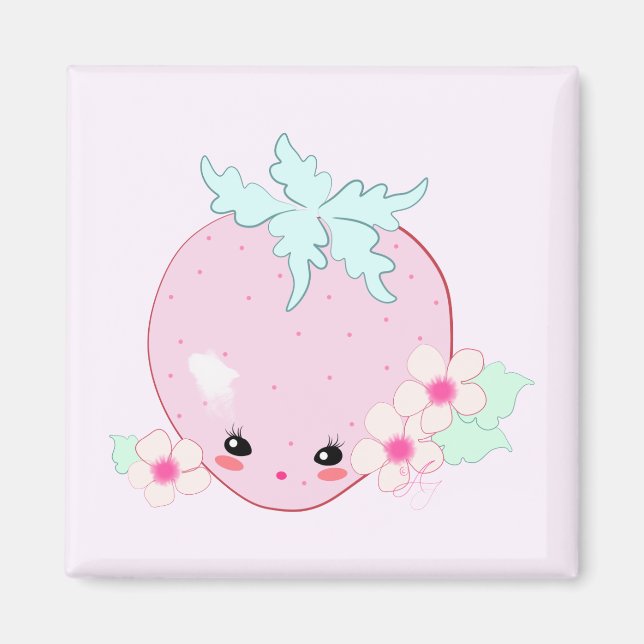 Kawaii Jordgubbe Magnet (Framsidan)