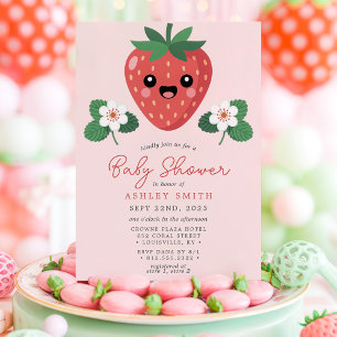 Kawaii Jordgubbs Baby Shower Inbjudningar