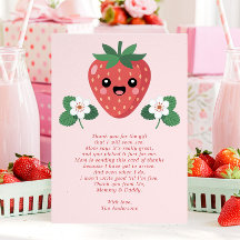 Kawaii Jordgubbs Baby Shower Tacksamhetskort