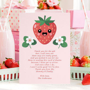Kawaii Jordgubbs Baby Shower Tacksamhetskort Tack Kort