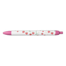 Kawaii Jordgubbs Estetisk Penna - Söt Rosa Skola
