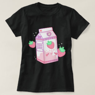 Kawaii Jordgubbsmjölk Estetisk Design T Shirt