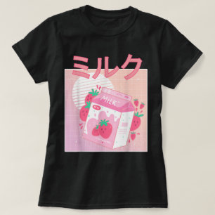 Kawaii Jordgubbssmjölk Estetik T Shirt