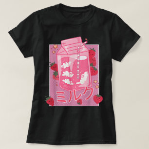 Kawaii Jordgubbssmjölk Japansk Estetik T Shirt