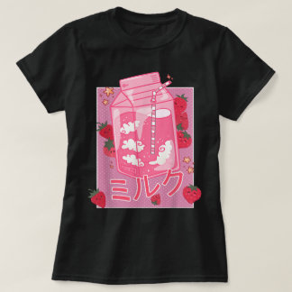 Kawaii Jordgubbssmjölk Japansk Estetik T Shirt
