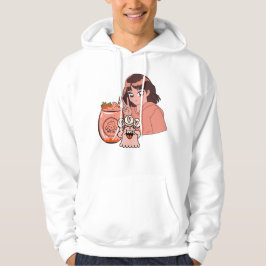 Kawaii Jordgubbssmoothie & Fredstecken Animeflicka Hoodie