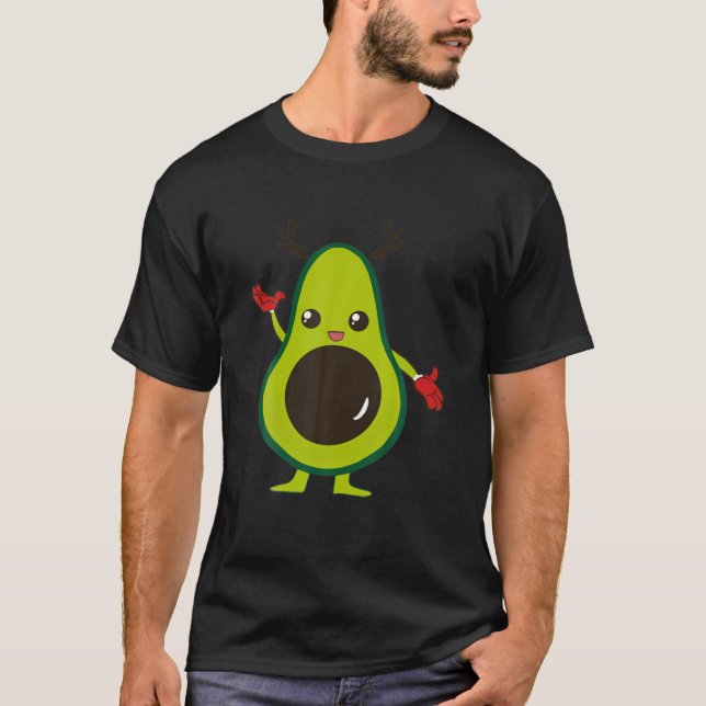 Kawaii jul Avacado Reindeer Kawaii Julafton Paja T Shirt (Framsida)