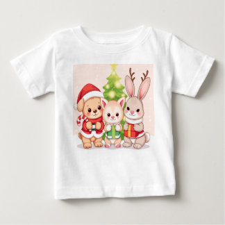 Kawaii jul Baby djur T Shirt