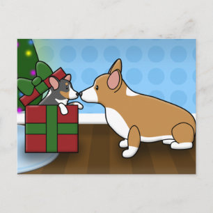 Kawaii jul Corgi Puppy Gift Helg Vykort