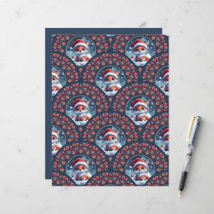 Kawaii jul Fox Art Deco Dot Mandala Scallops